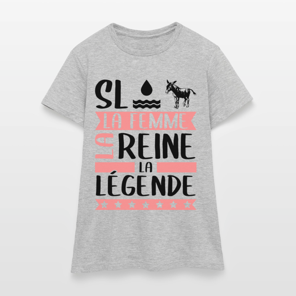 T-shirt femme coloris clair Sloane en rébus – La femme, la reine, la légende - gris chiné