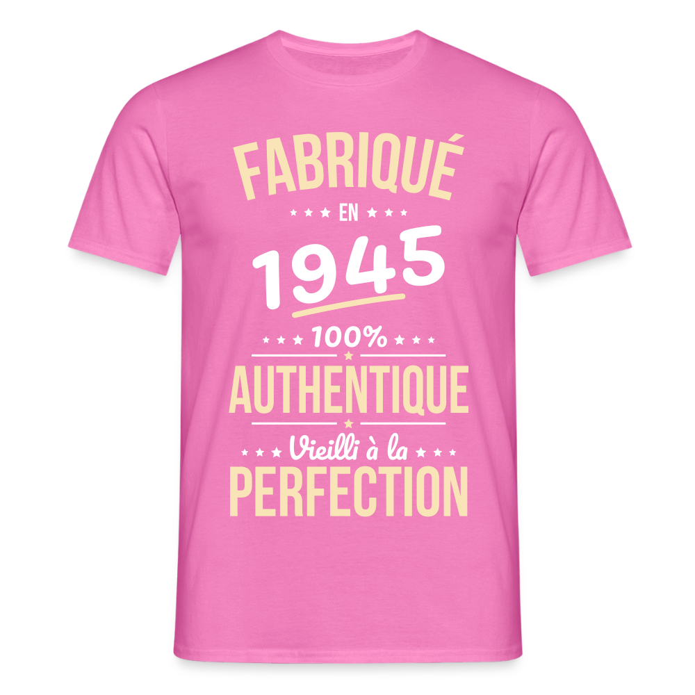 T-shirt Homme - Anniversaire 80 Ans - Fabriqué en 1945 - rose