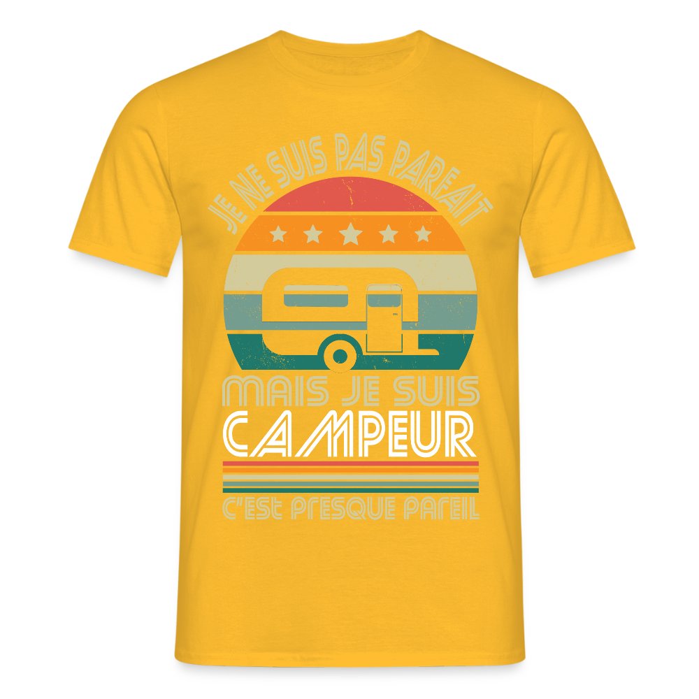 T-shirt Homme - Je ne suis pas parfait mais je suis Campeur - jaune