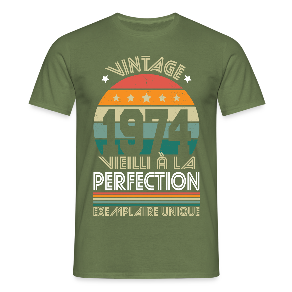 T-shirt Homme - Anniversaire 51 Ans - Vintage 1974 - vert militaire