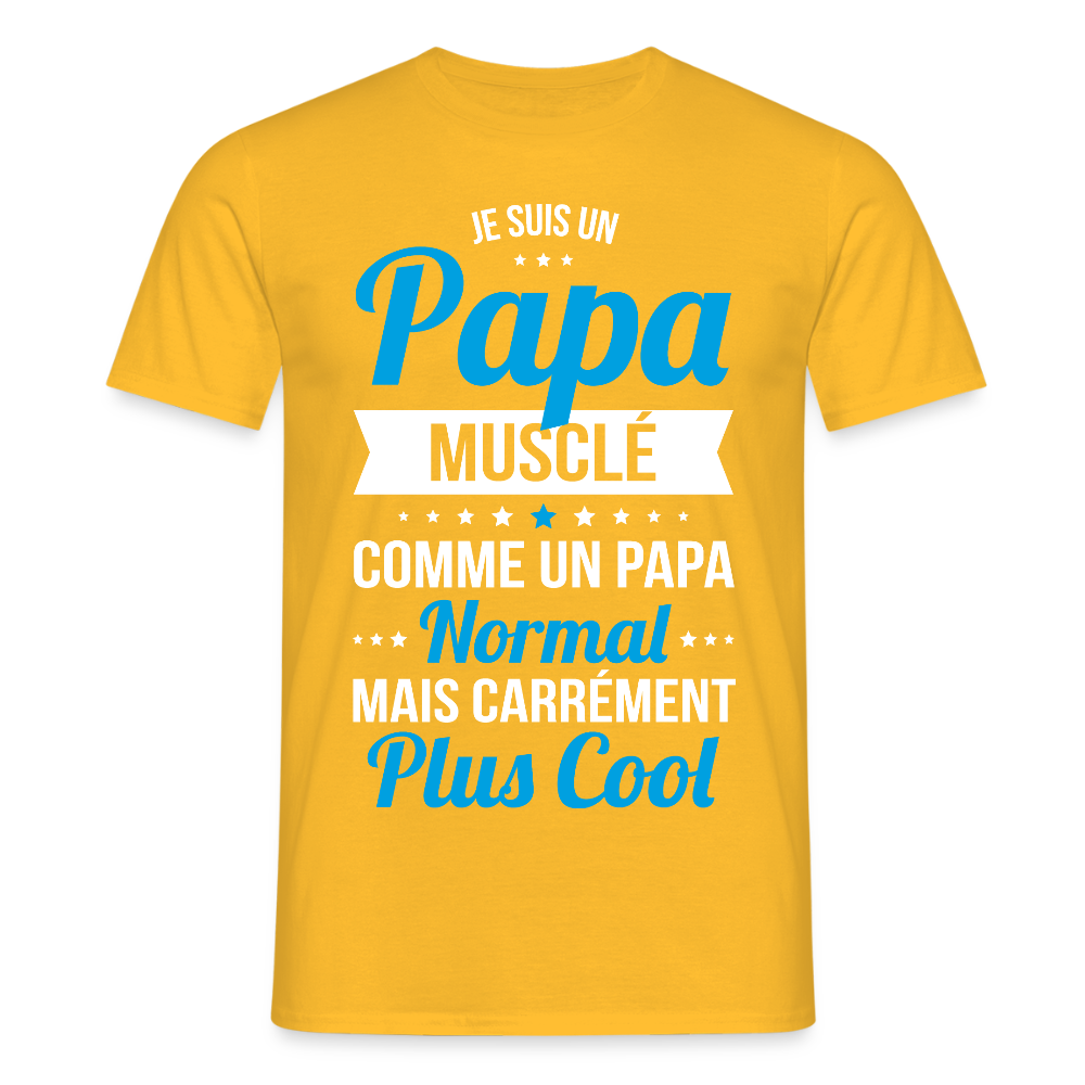 T-shirt Homme - Papa musclé plus cool - jaune