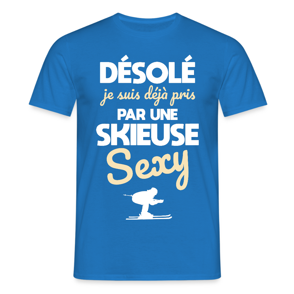 T-shirt Homme - Je suis pris par une skieuse sexy - bleu royal