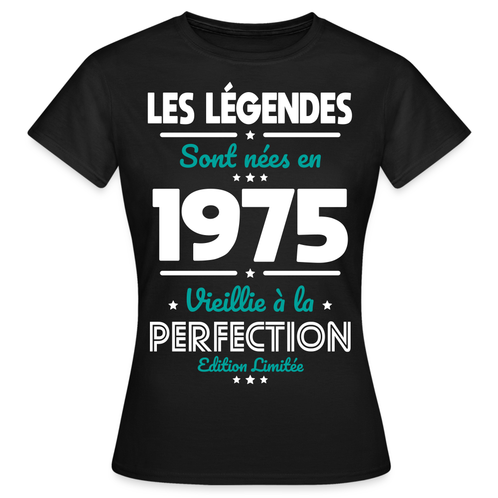 T-Shirt Femme Anniversaire 50 Ans 1975 - Design Vintage Cassette - 100% Coton - Cadeau Original