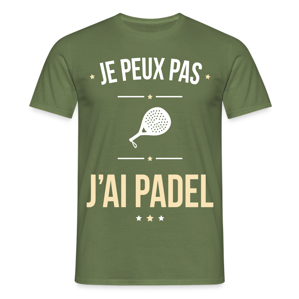 T-shirt Homme - Je peux pas j'ai Padel - vert militaire