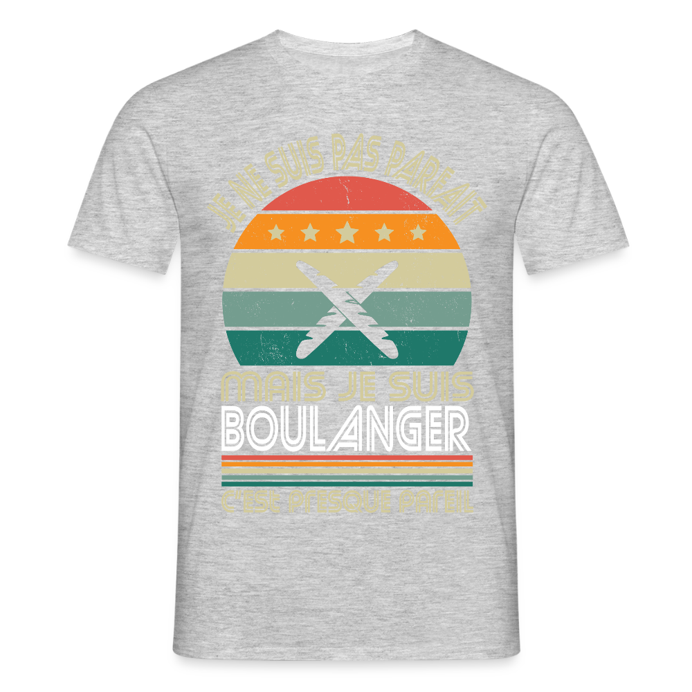 T-shirt Homme - Je ne suis pas parfait mais je suis Boulanger - gris chiné