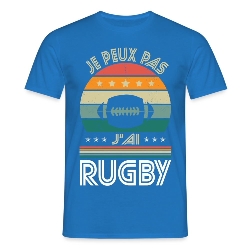 T-shirt Homme - Je peux pas j'ai Rugby - bleu royal