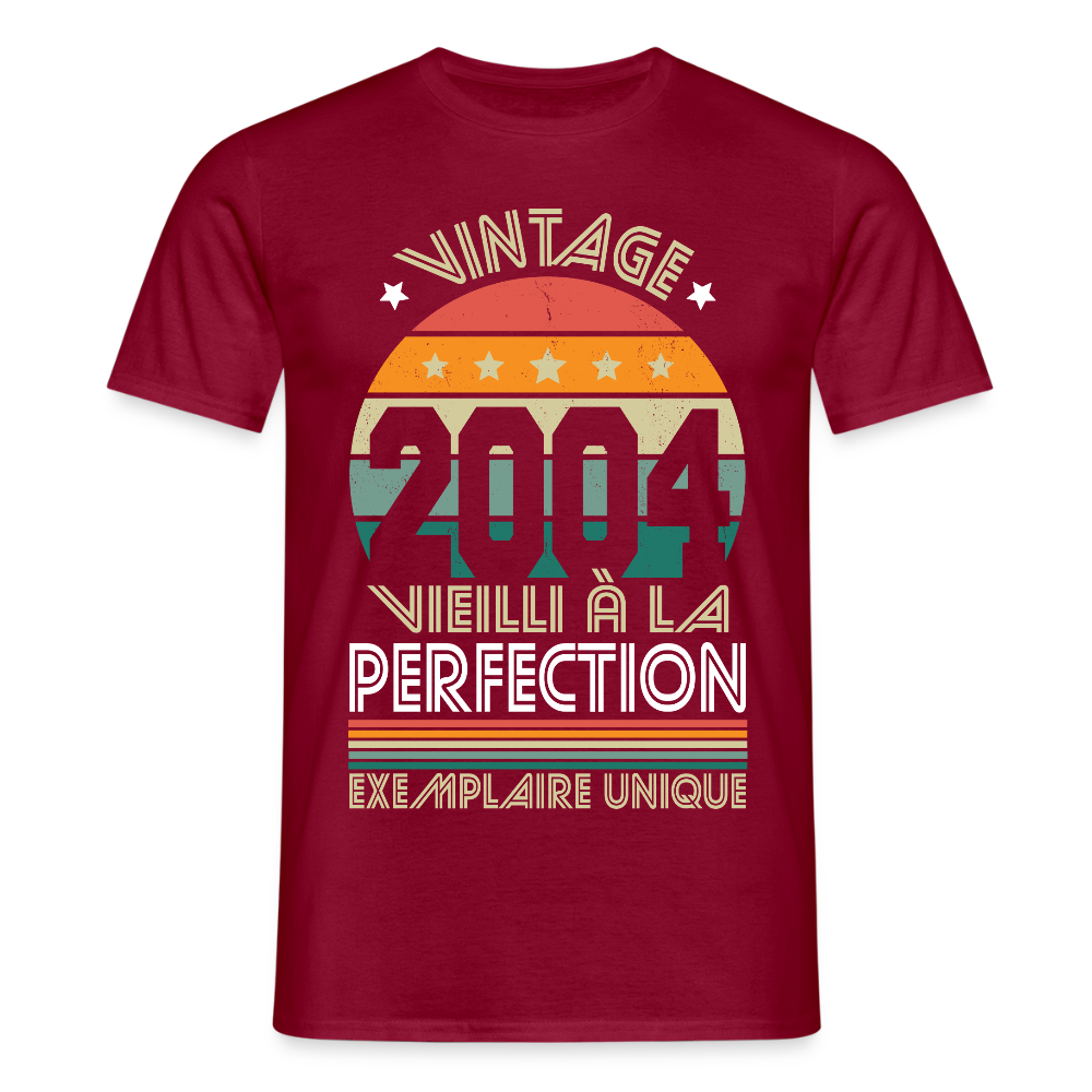 T-shirt Homme - Anniversaire 21 Ans - Vintage 2004 - rouge brique