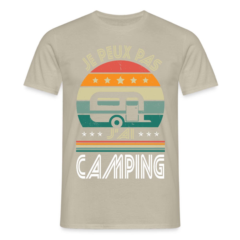T-shirt Homme - Je peux pas j'ai Camping - beige sable