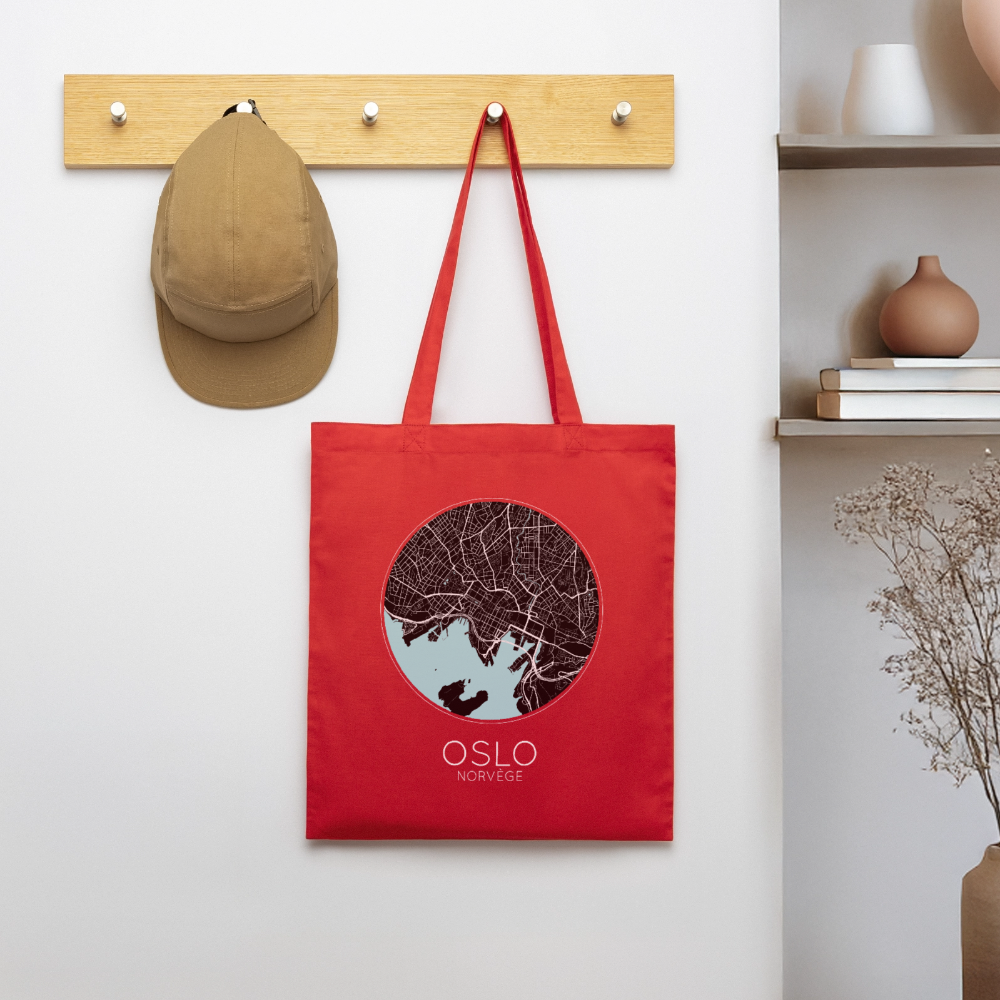 Tote Bag Oslo Bio – Plan d’Oslo - rouge