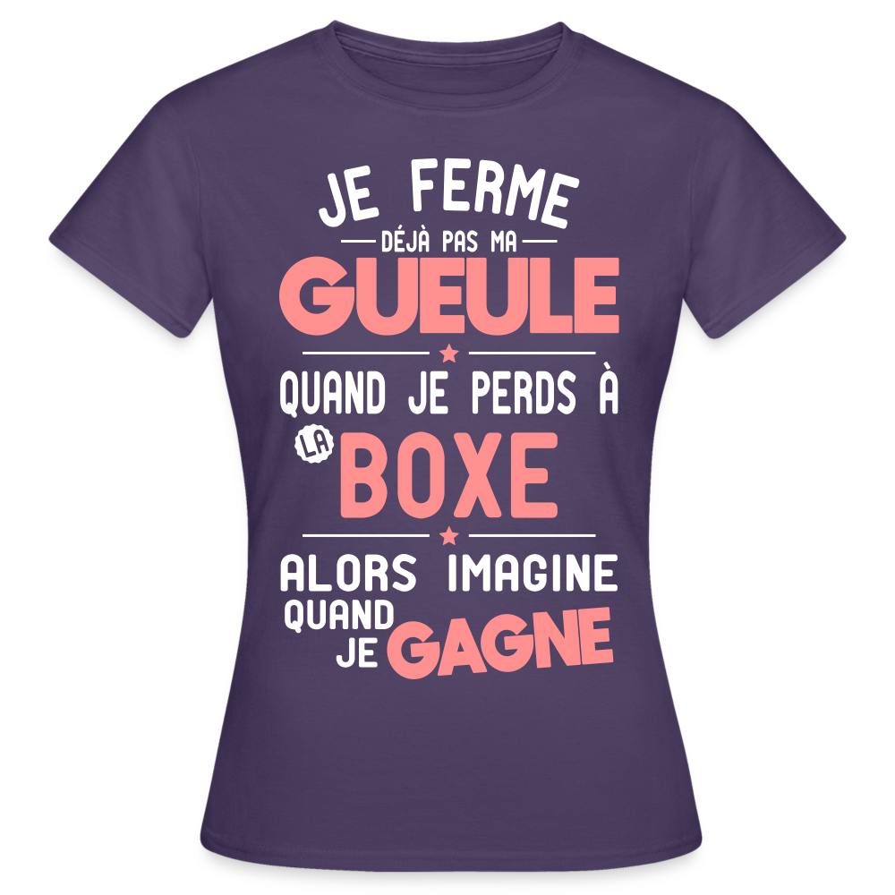 T-shirt Femme - Je ferme pas ma gueule quand je perds à la boxe - violet foncé