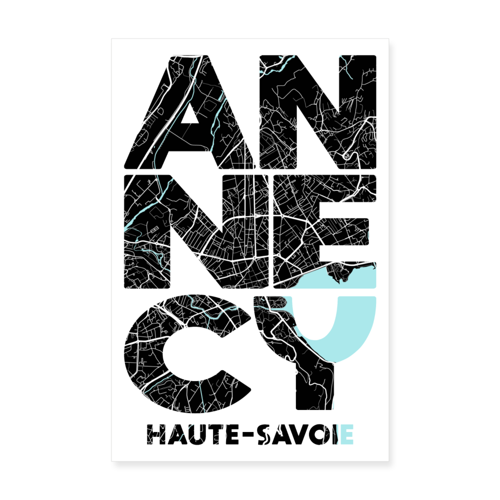 Poster Annecy - Plan Annecy - 20 x 30 cm - blanc