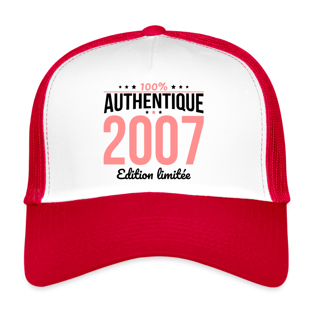 Casquette Trucker - Anniversaire 18 Ans - 100% Authentique 2007 - blanc/rouge