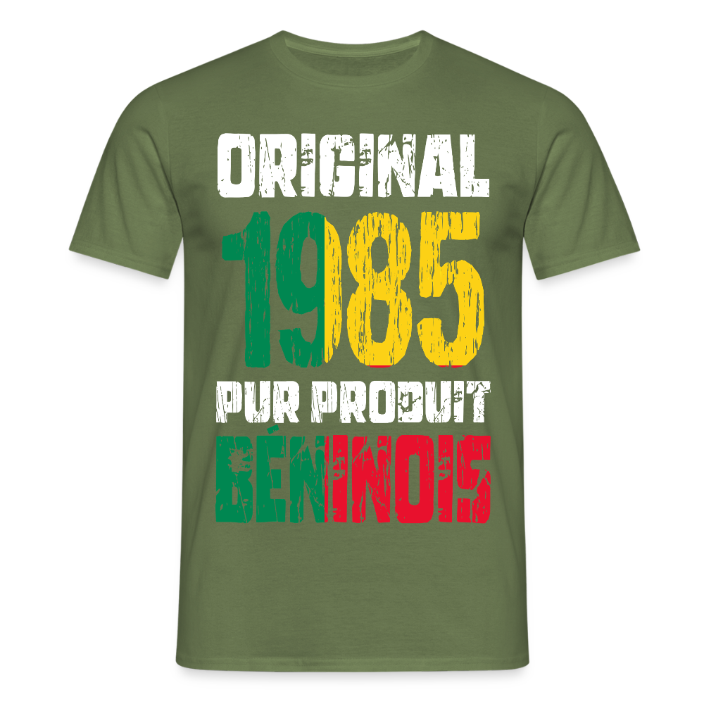 T-shirt Homme - Anniversaire 40 Ans - Original 1985 - Pur produit Béninois - vert militaire
