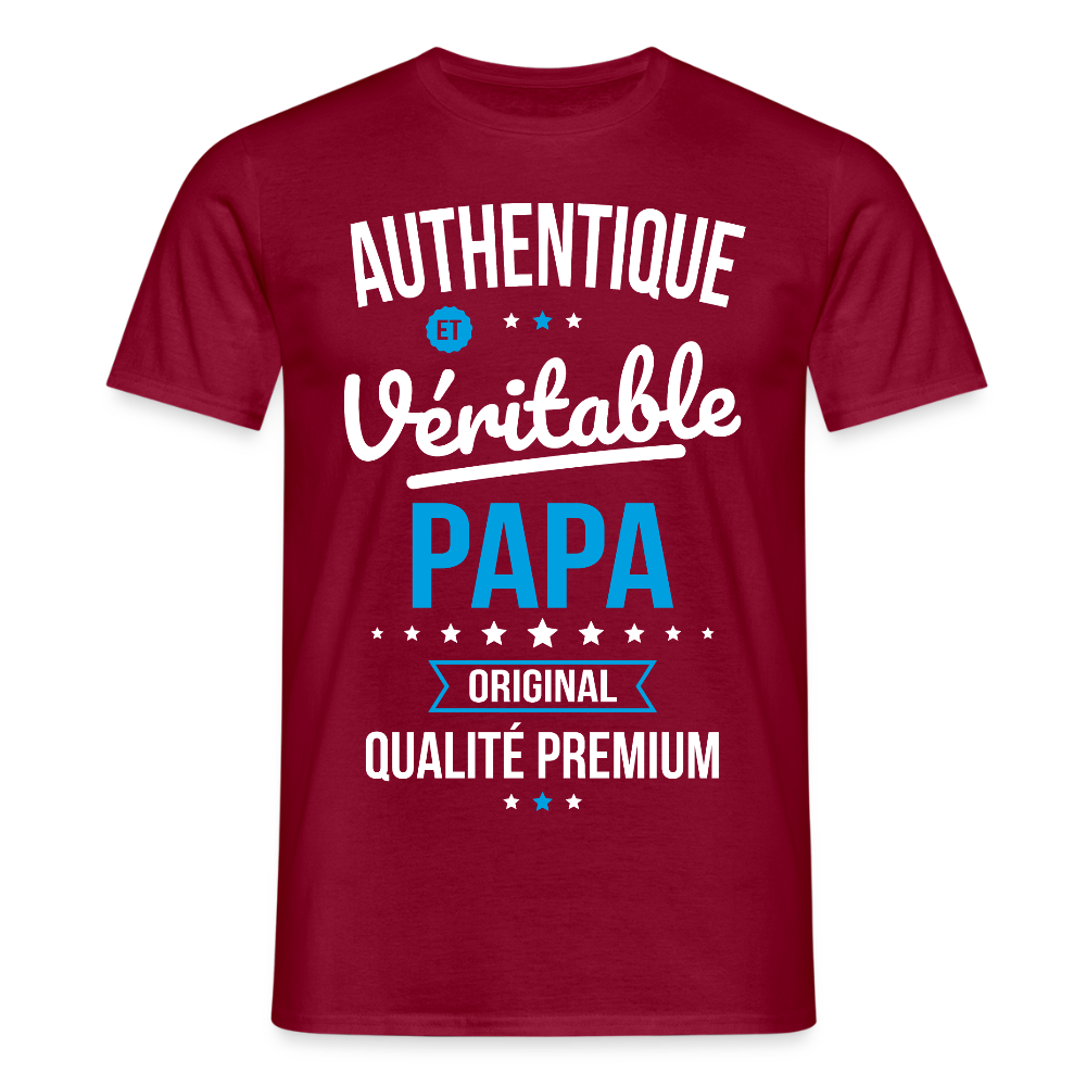 T-shirt Homme - Authentique et Véritable Papa - rouge brique