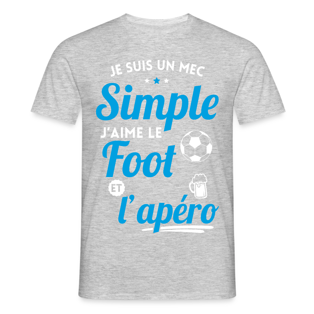 T-shirt Homme - J'aime le foot et l'apéro - gris chiné