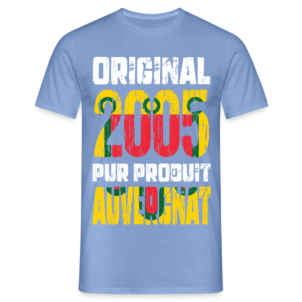 T-shirt Homme - Anniversaire 20 Ans - Original 2005 - Pur produit Auvergnat - carolina blue