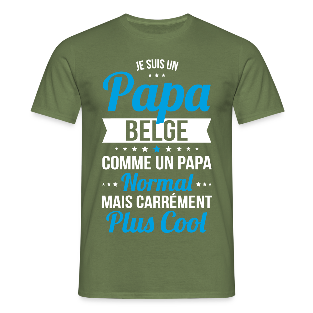 T-shirt Homme - Papa Belge Plus Cool - vert militaire