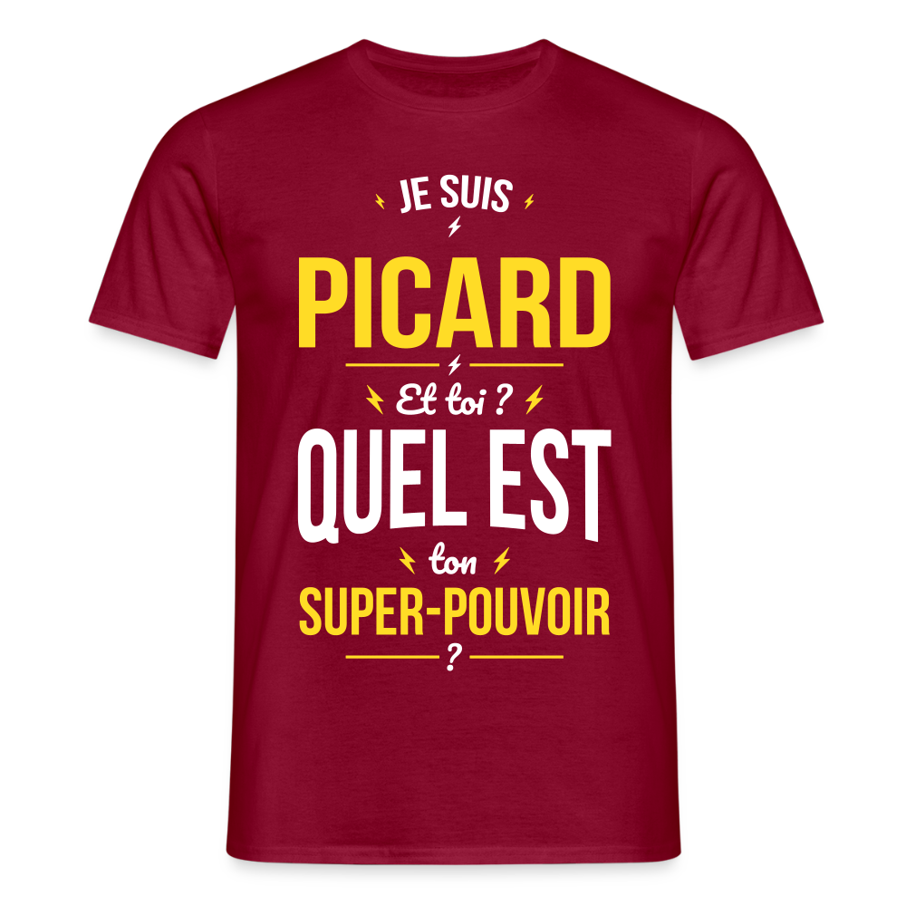 T-shirt Homme - Je suis Picard - Super-pouvoir - rouge brique