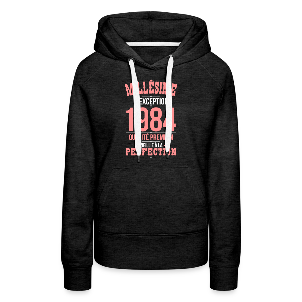 Sweat à capuche Premium Femme - Anniversaire 41 Ans - Millésime 1984 - charbon