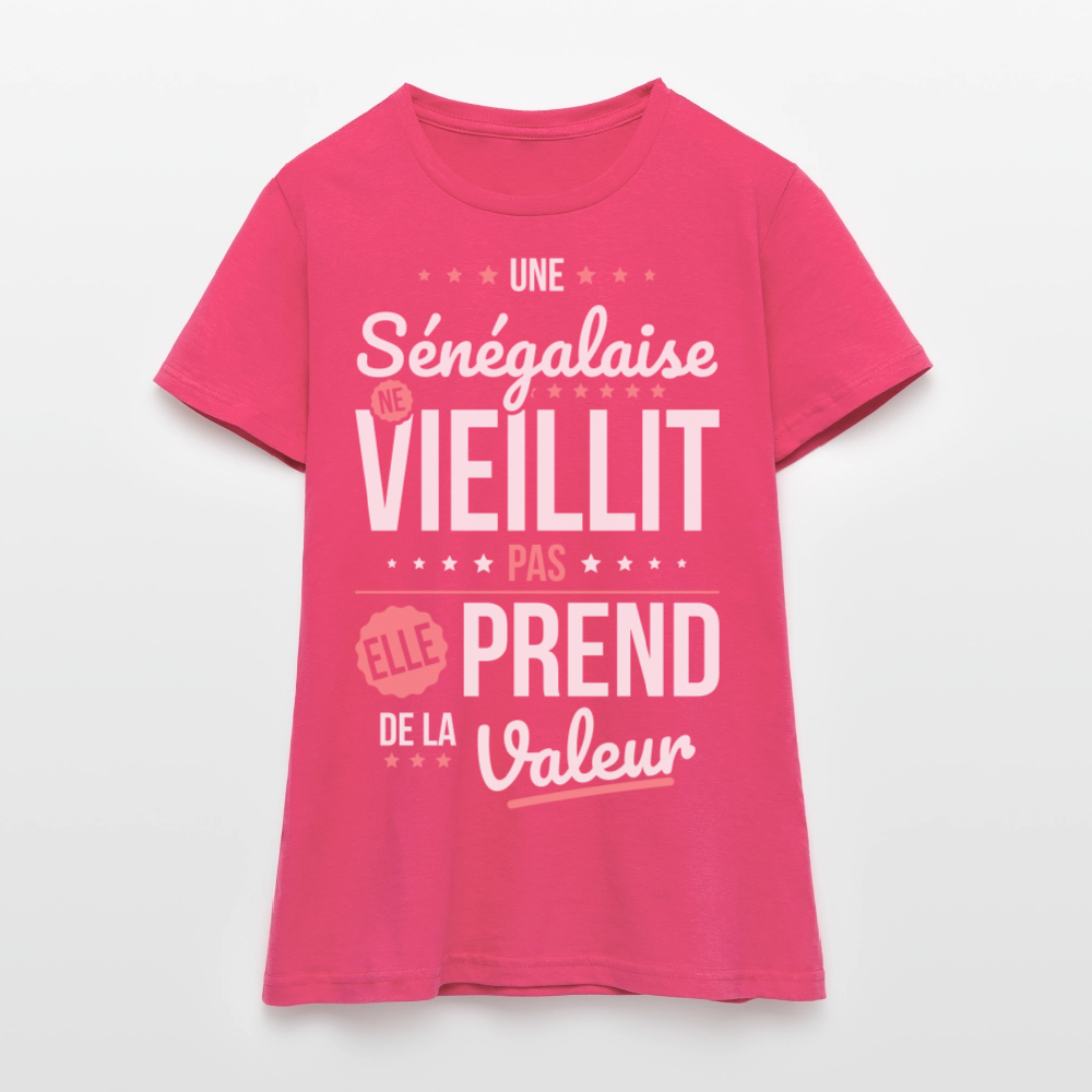 T-shirt Femme - Une Sénégalaise ne vieillit pas - rose azalée