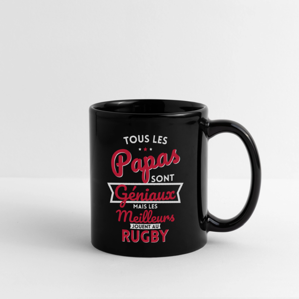 Mug uni - Papas géniaux - Les meilleurs jouent au rugby - noir