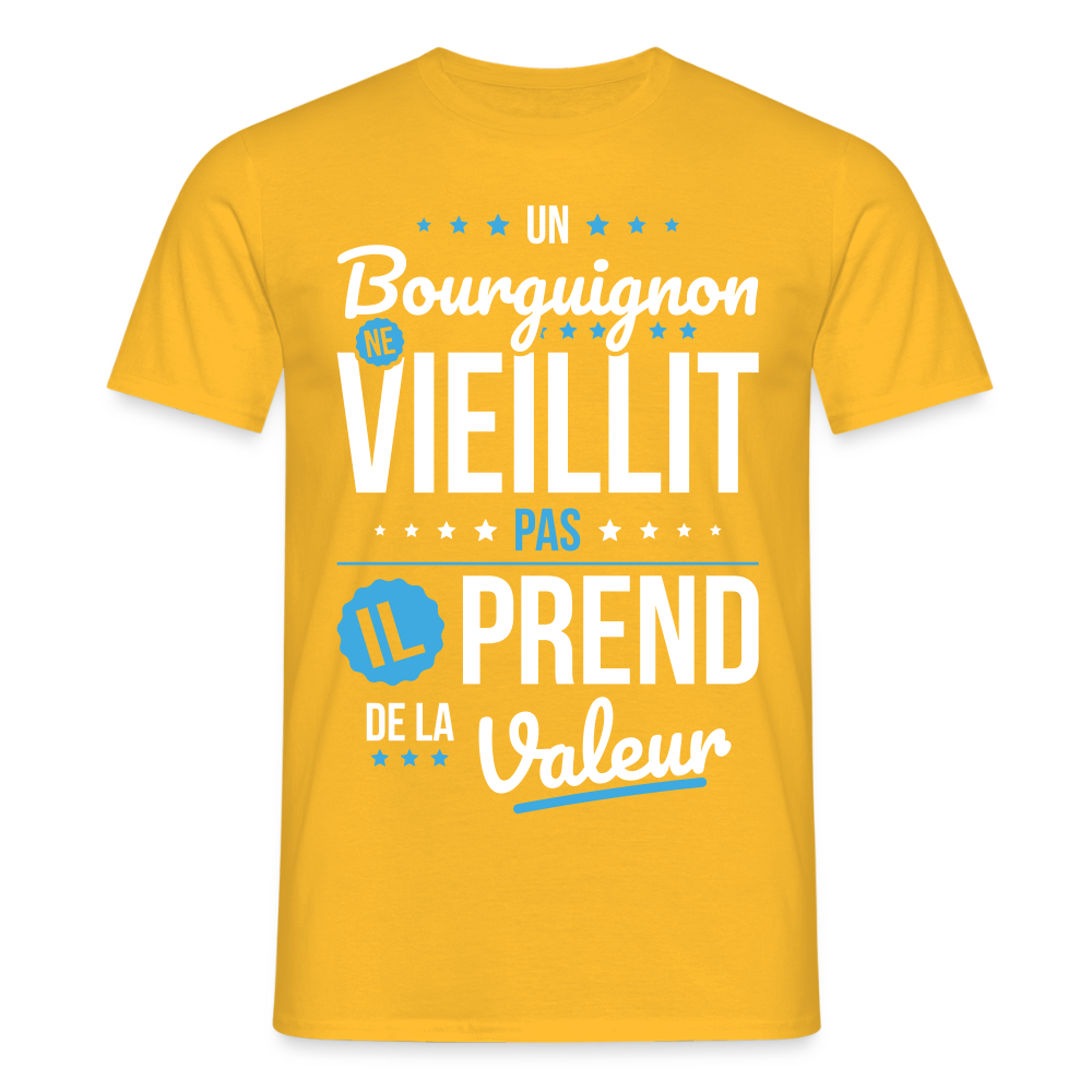 T-shirt Homme - Un Bourguignon ne vieillit pas - jaune
