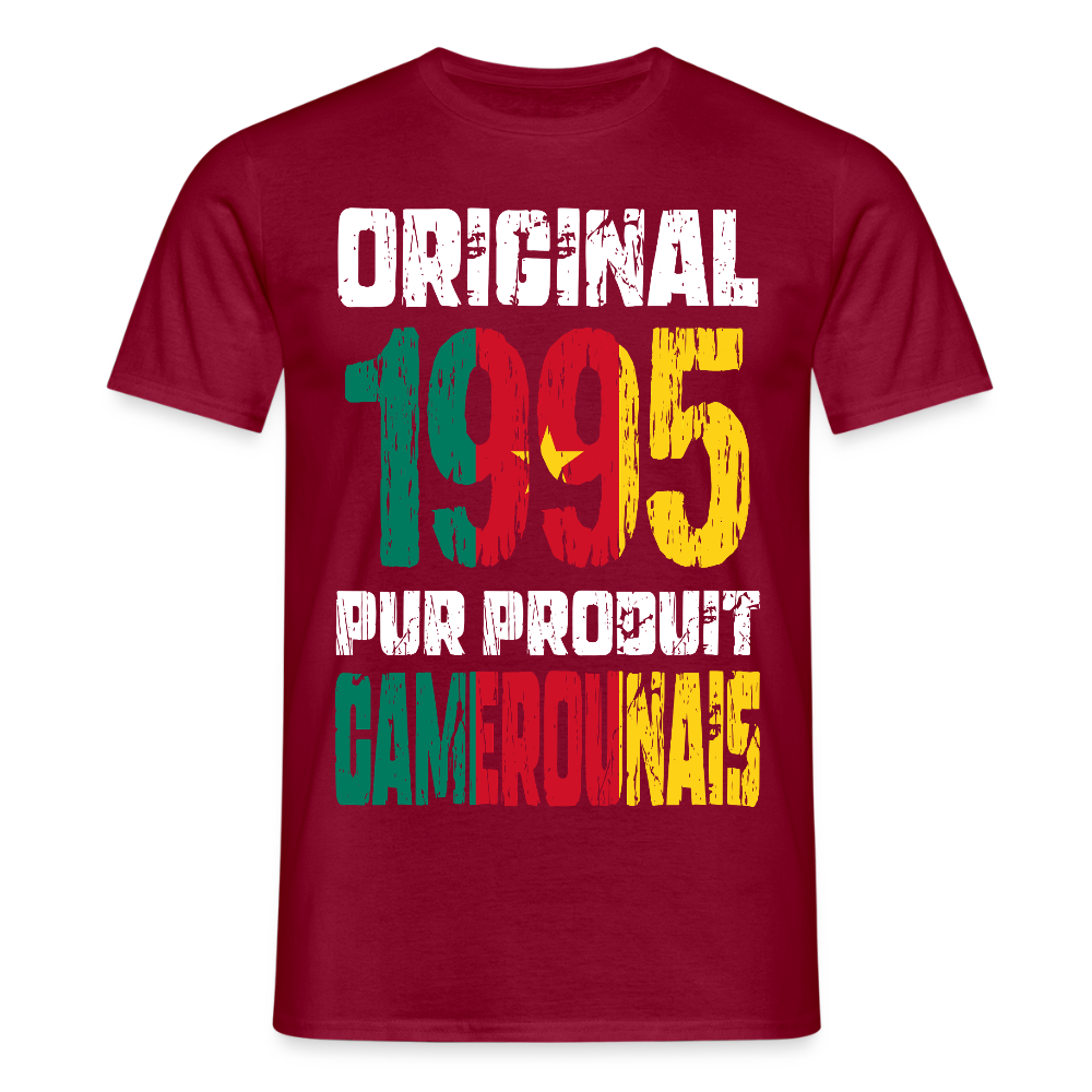 T-shirt Homme - Anniversaire 30 Ans - Original 1995 - Pur produit Camerounais - rouge brique