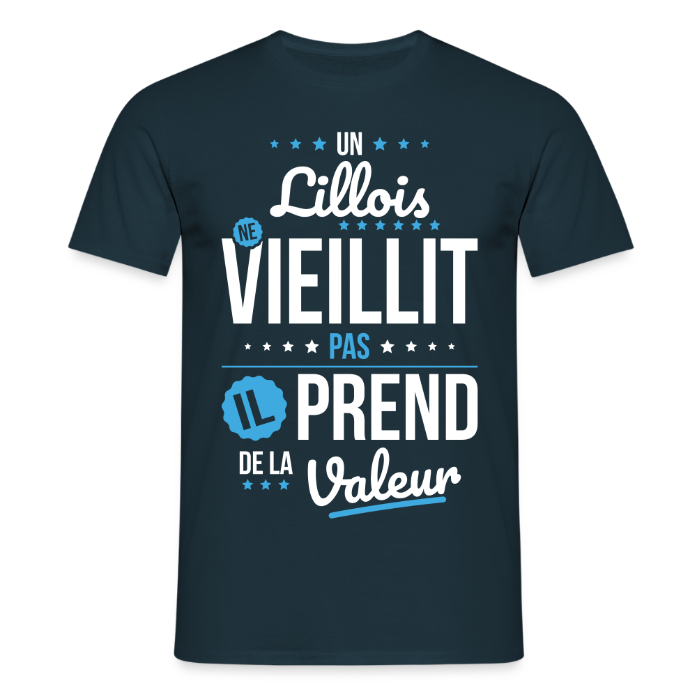 T-shirt Homme - Un Lillois ne vieillit pas - marine