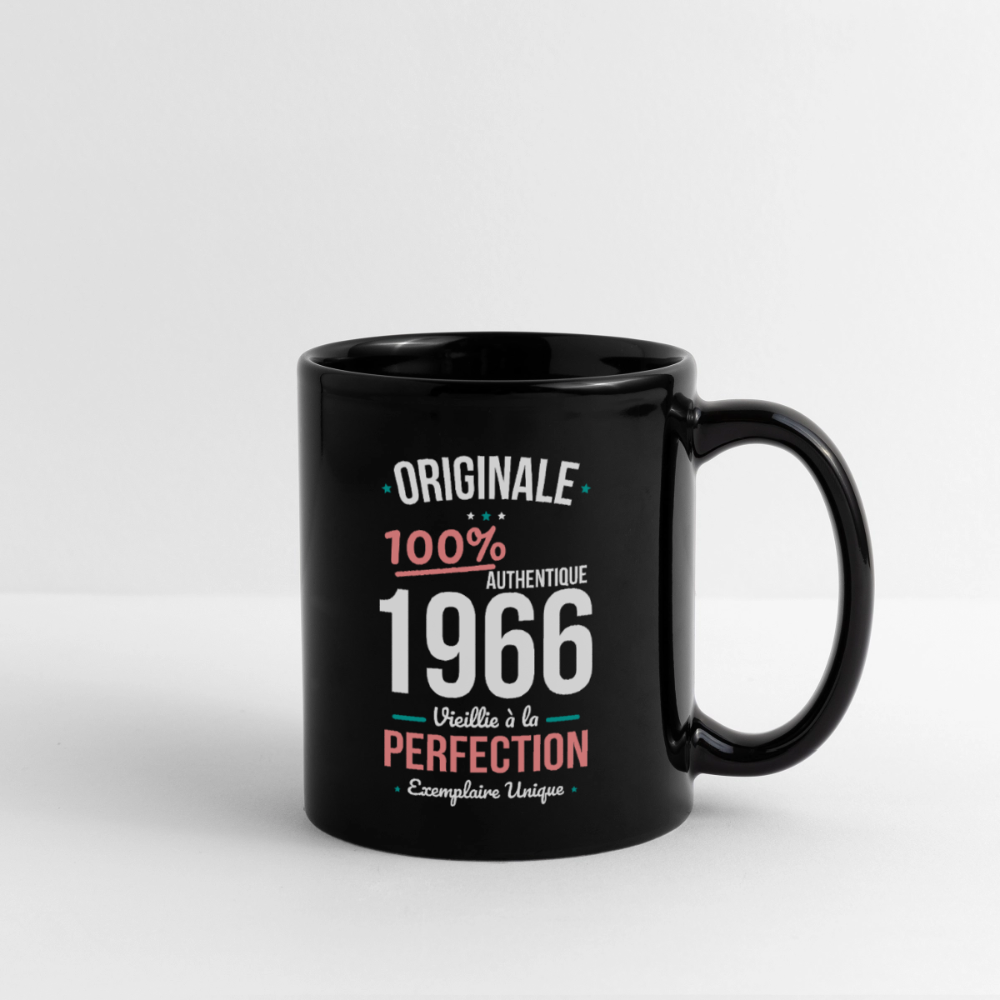 Mug uni anniversaire 60 ans Femme – Originale 1966 Authentique - noir