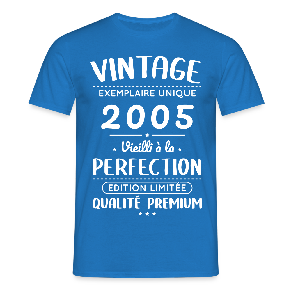 T-shirt Homme - Anniversaire 20 Ans - Vintage 2005 - bleu royal