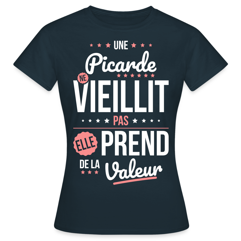 T-shirt Femme - Une Picarde ne vieillit pas - marine