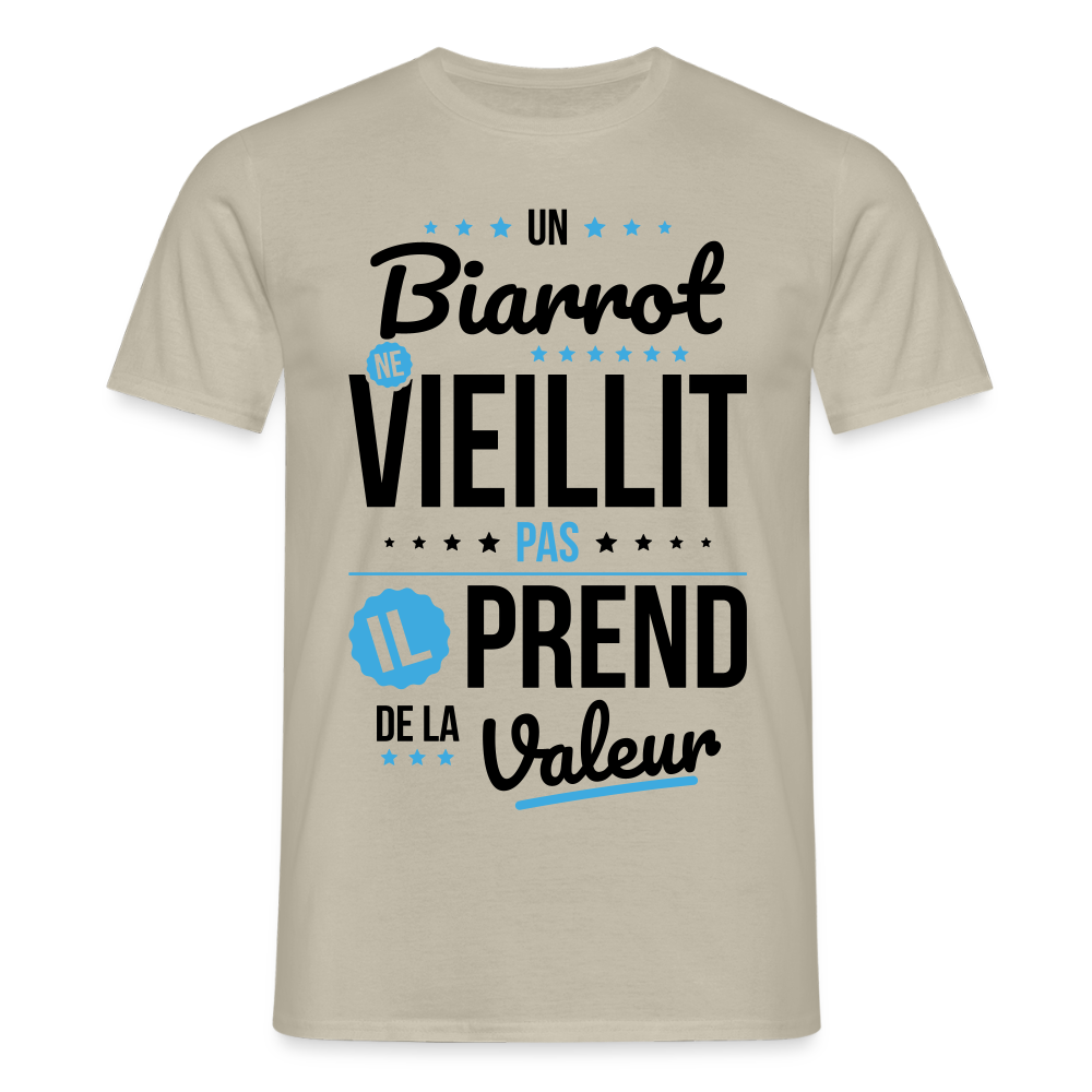 T-shirt Homme - Un Biarrot ne vieillit pas - beige sable