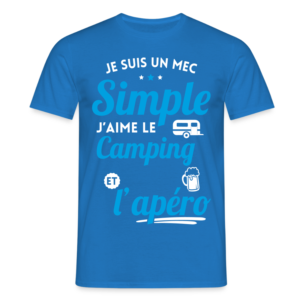 T-shirt Homme - J'aime le camping et l'apéro - bleu royal