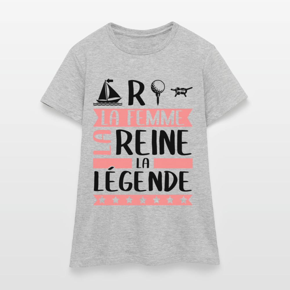 T-shirt femme coloris clair Martine rébus – La femme, la reine, la légende - gris chiné