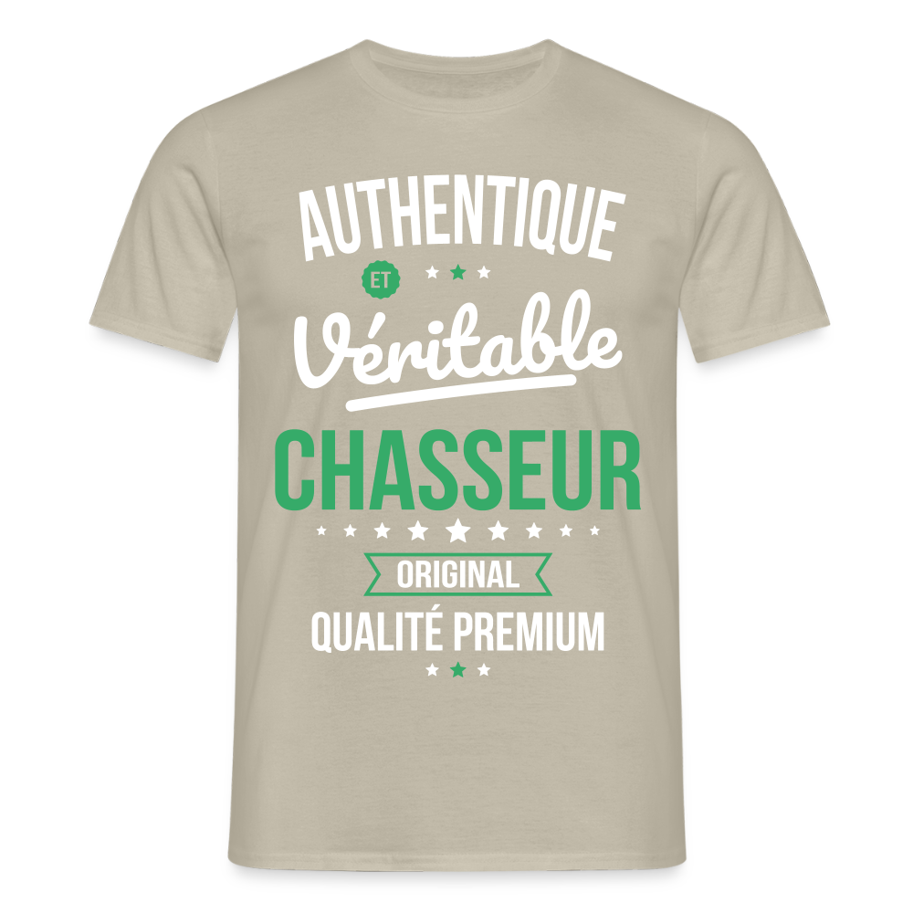 T-shirt Homme - Authentique et véritable Chasseur - beige sable