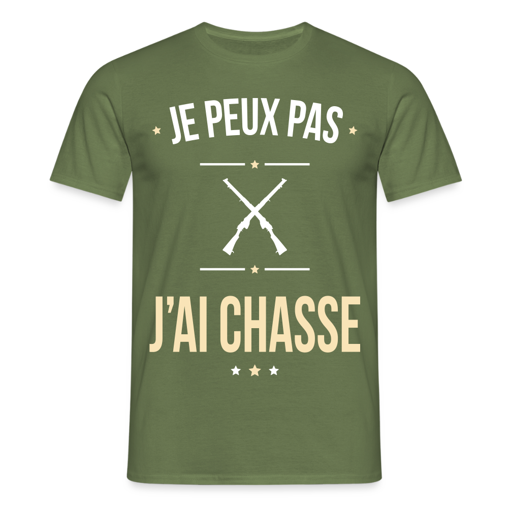 T-shirt Homme - Je peux pas j'ai Chasse - vert militaire