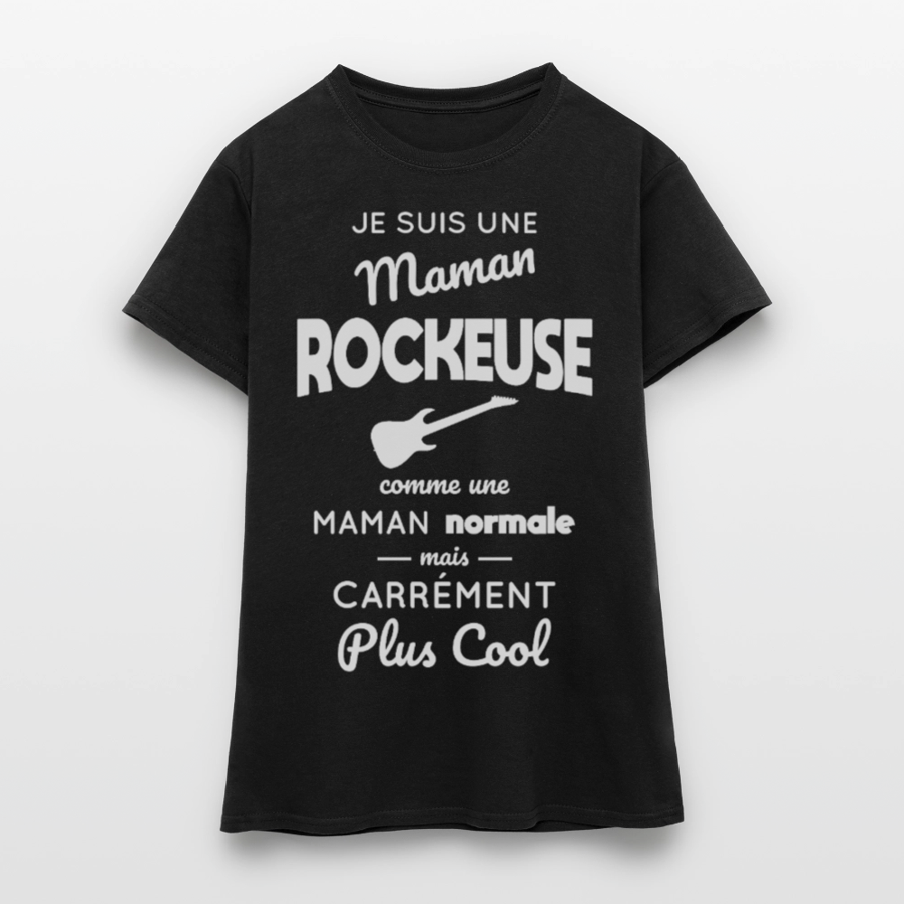 T-shirt Femme - Maman rockeuse plus cool - noir