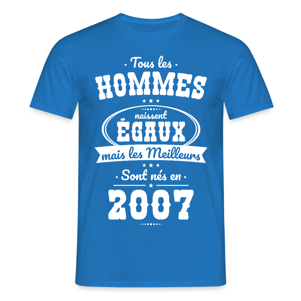 T-shirt Homme - Anniversaire 18 Ans - Les meilleurs sont nés en 2007 - bleu royal