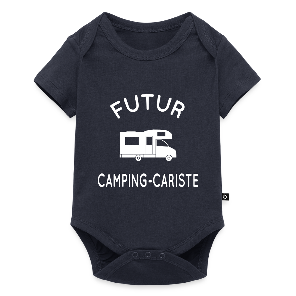 Body Bébé bio manches courtes - Futur camping-cariste - bleu marine