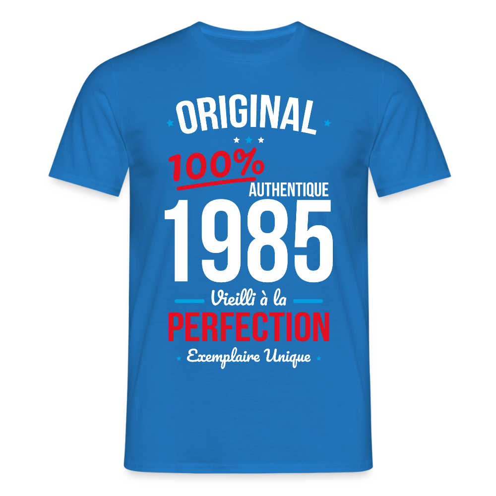 T-shirt Homme - Anniversaire 40 Ans - Original 1985 - bleu royal