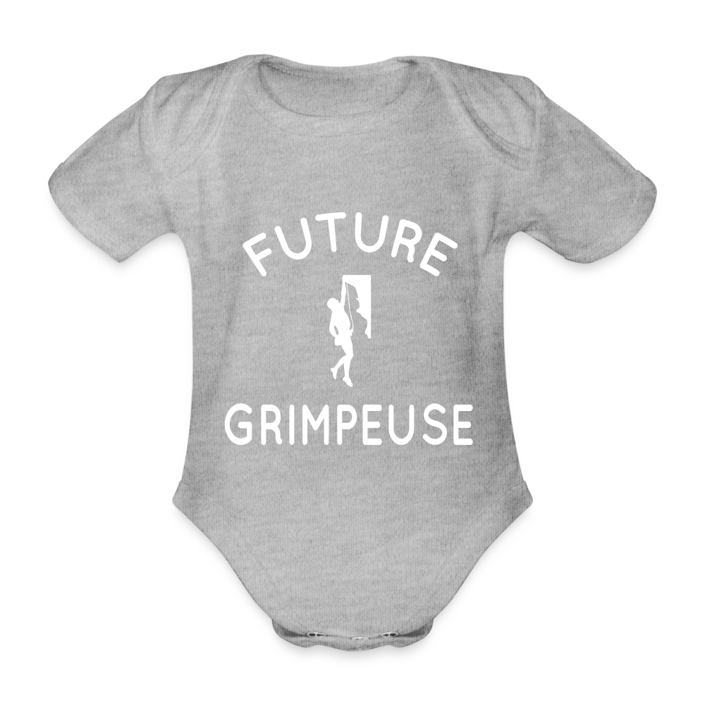 Body Bébé bio manches courtes - Future grimpeuse - gris chiné
