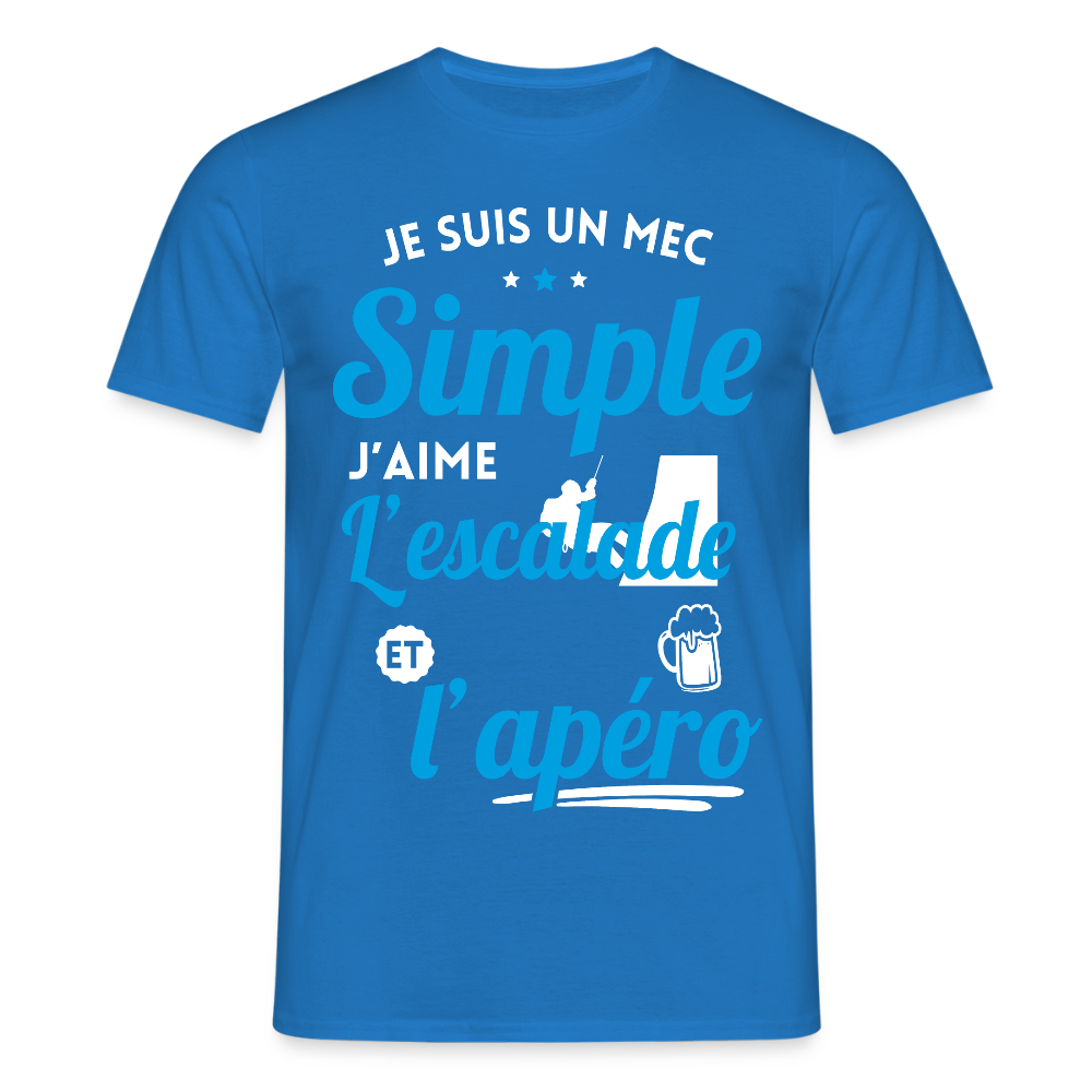 T-shirt Homme - J'aime l'escalade et l'apéro - bleu royal