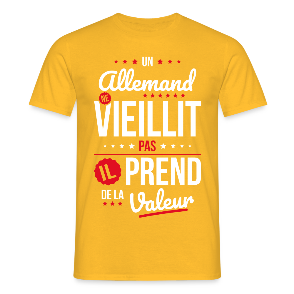 T-shirt Homme - Un Allemand ne vieillit pas - jaune
