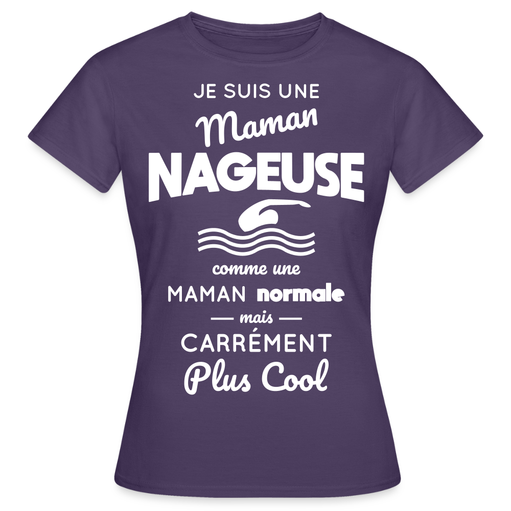 T-shirt Femme - Maman nageuse plus cool - violet foncé