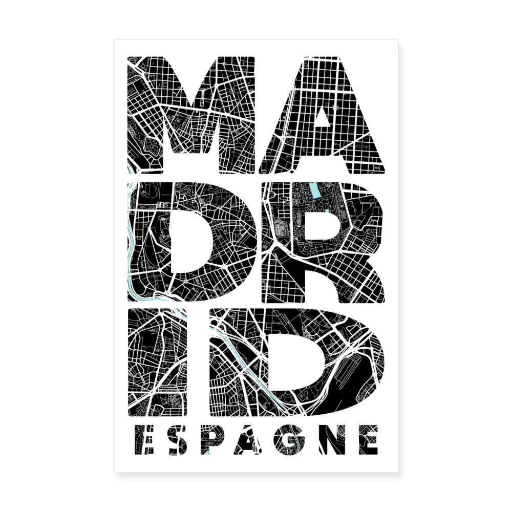 Poster Madrid - Plan Madrid - 20 x 30 cm - blanc