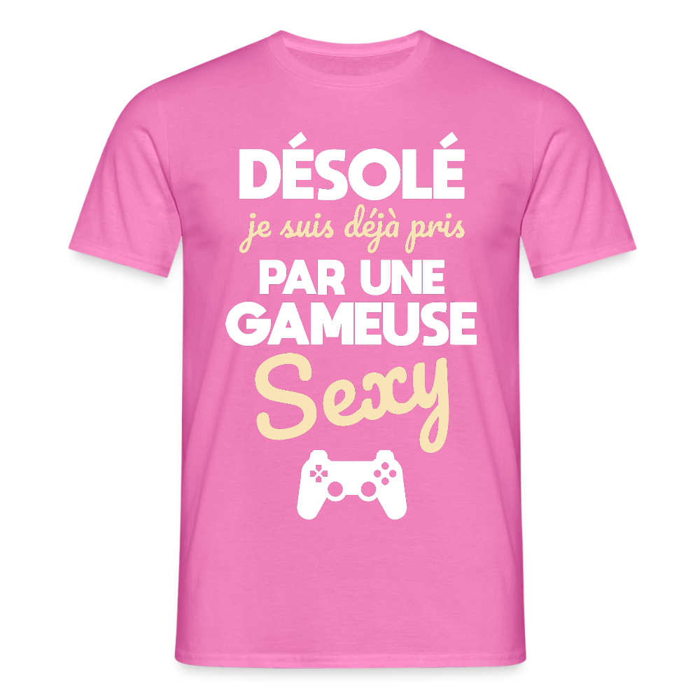 T-shirt Homme - Je suis pris par une gameuse sexy - rose