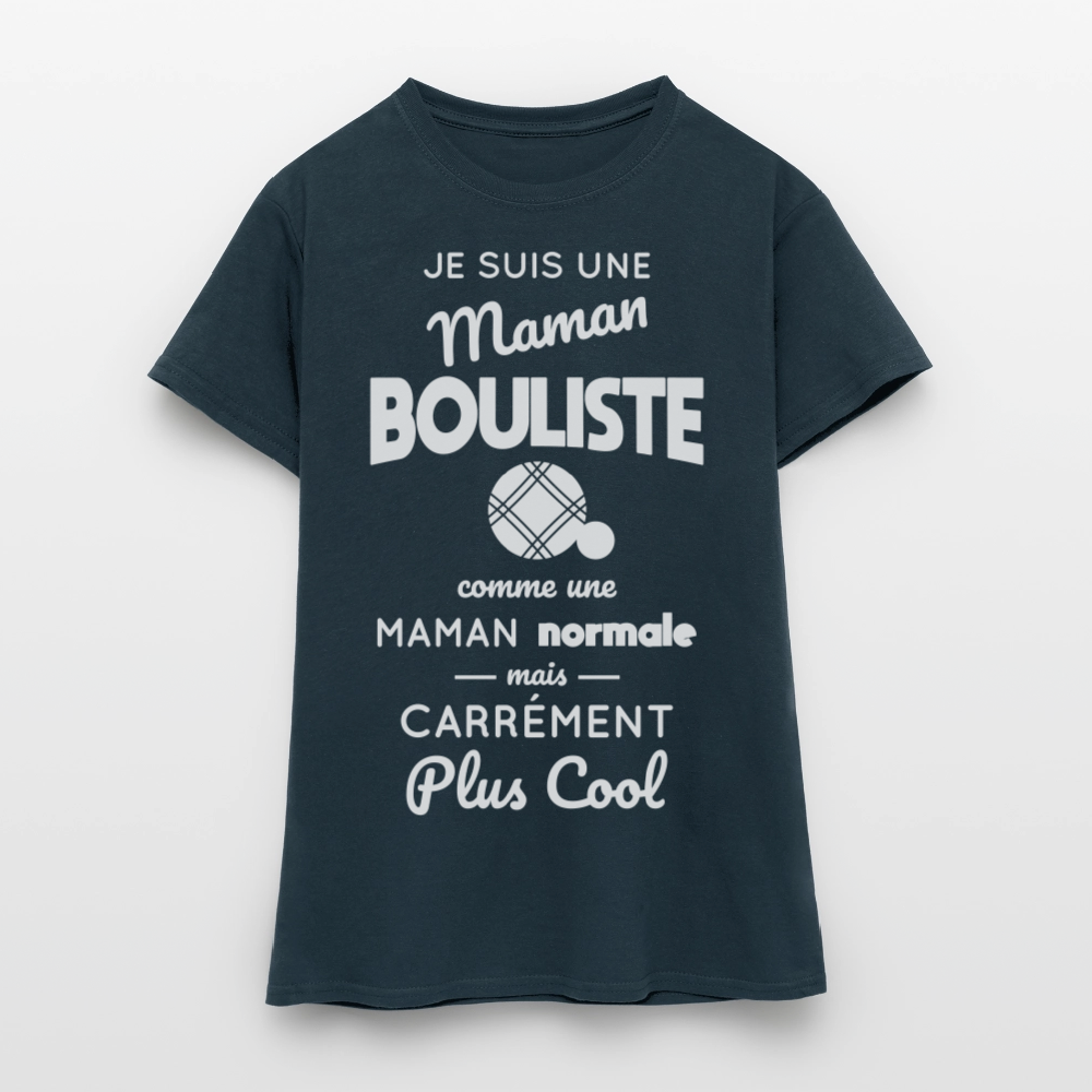 T-shirt Femme - Maman bouliste plus cool - marine