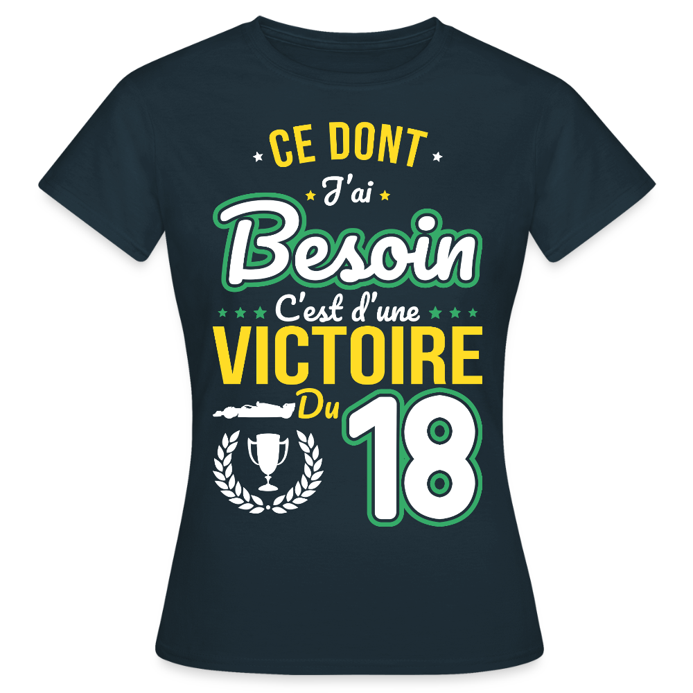 T-shirt Femme - Ce dont j'ai besoin c'est d'une victoire du 18 - marine