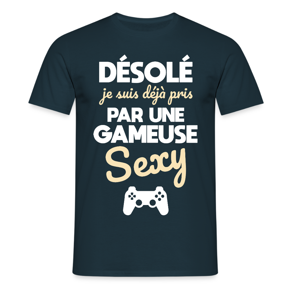 T-shirt Homme - Je suis pris par une gameuse sexy - marine
