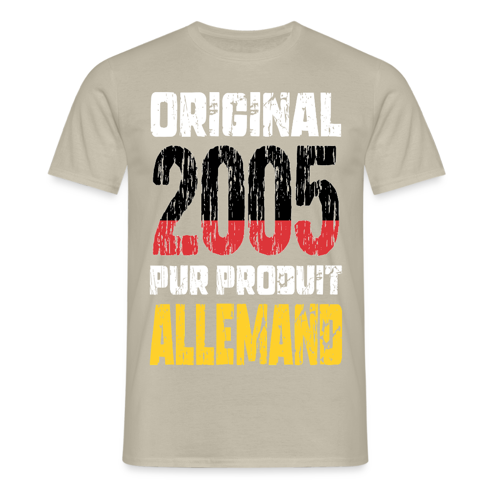 T-shirt Homme - Anniversaire 20 Ans - Original 2005 - Pur produit Allemand - beige sable